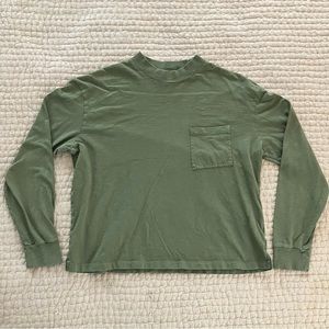 Madewell green mock neck pocket long sleeve tee medium